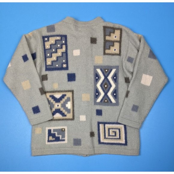 Spirit Of The Andes Womens Funky 100% Alpaca Button Sweater Cardigan Grey Medium - Picture 2 of 4